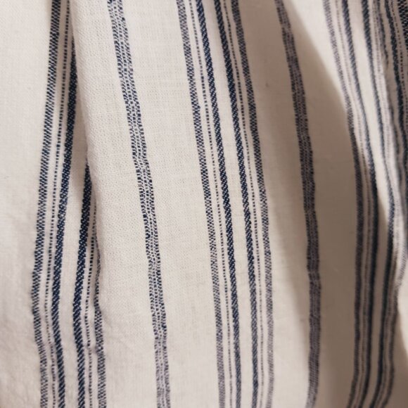 NWT Madewell, Size 14, White Navy Stripe Linen Blend Paper Bag  Crop Pants - Picture 2 of 16